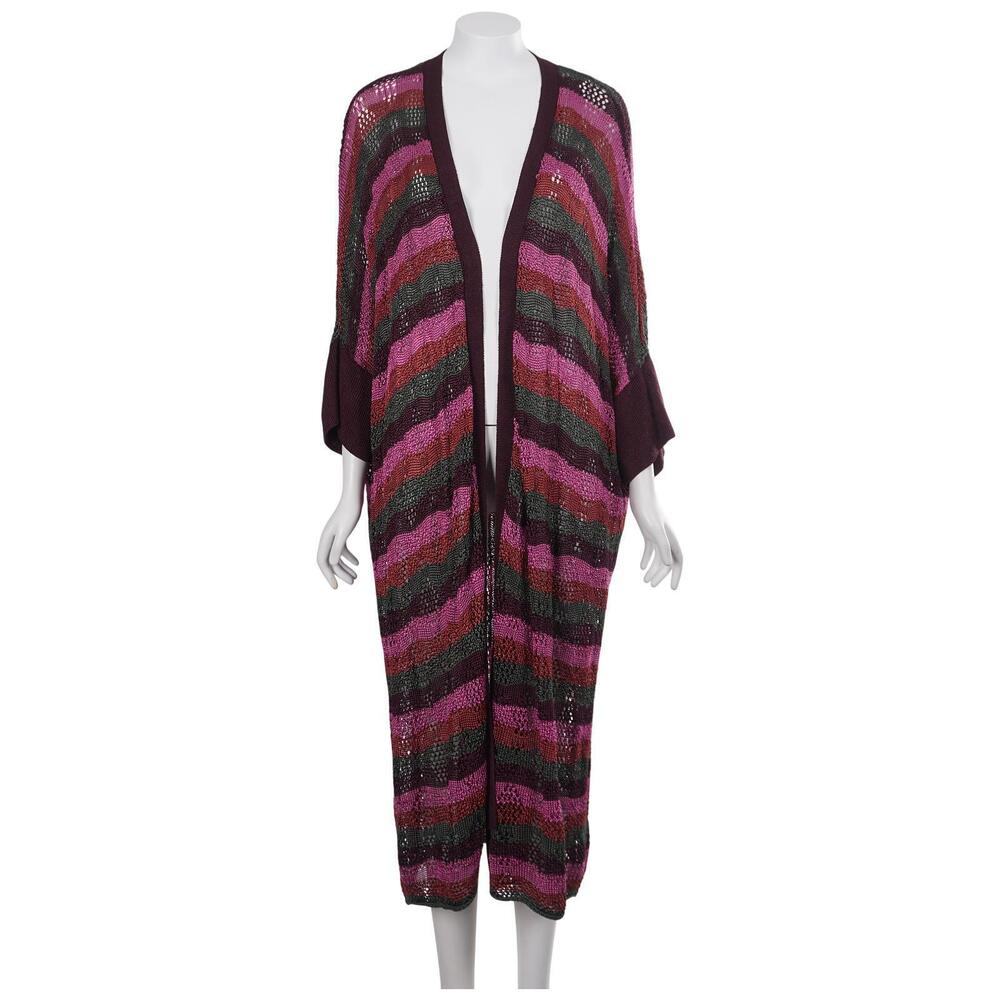 Zara Cardigan Size L Jewel Tone Striped Knit Open Front Duster Sweater